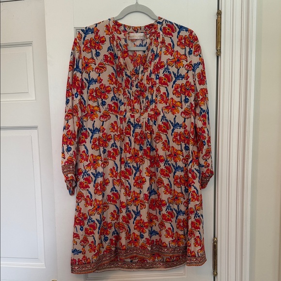Natalie Martin Red and Blue Floral Long Sleeve Dress - Picture 1 of 1